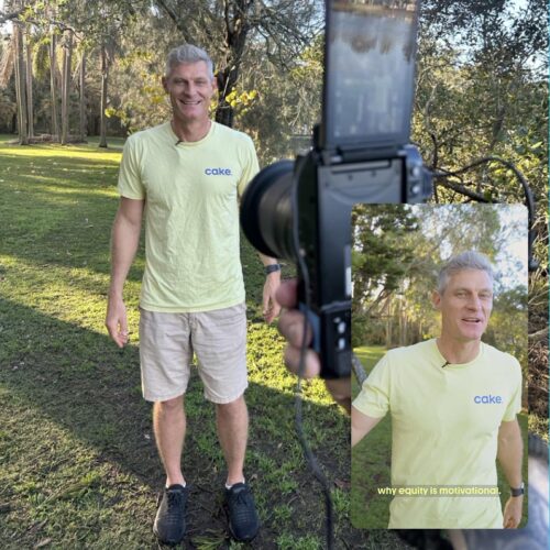 man in yellow tee filmed in vertical